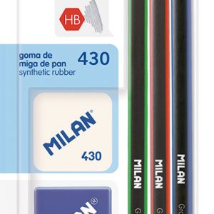 Set MILAN ol.grafX3:HB/B/2B, šiljilo+gumica 430