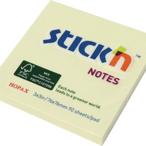 Blok samolj. STICK'N 76x76 pastel žuti FSC 90L