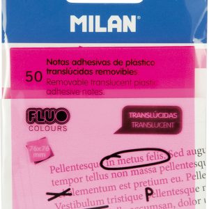 Blok samoljepivi MILAN 76x76 50L Fluo rozi prozirni