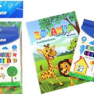 Set bojanka A5 s naljepnicama + flomasteri 12/1 Karbon